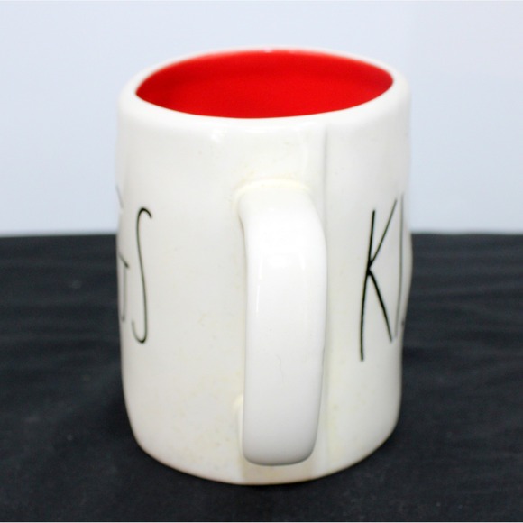 Rae Dunn Hugs Kisses Mug Red Interior Artisan Collection Magenta White Ceramic - Picture 3 of 6